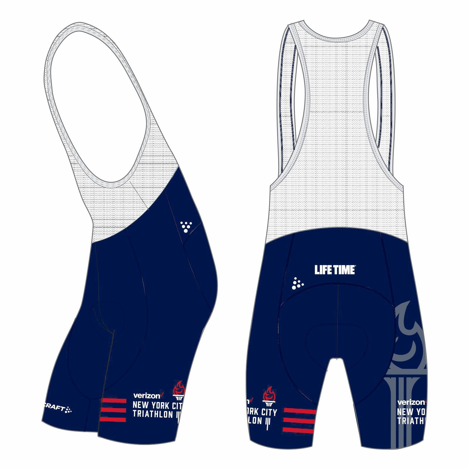 Men's C1 Chamois PBC 2.0 Bib Shorts - Navy / White 'Torch Design' - NYC Tri