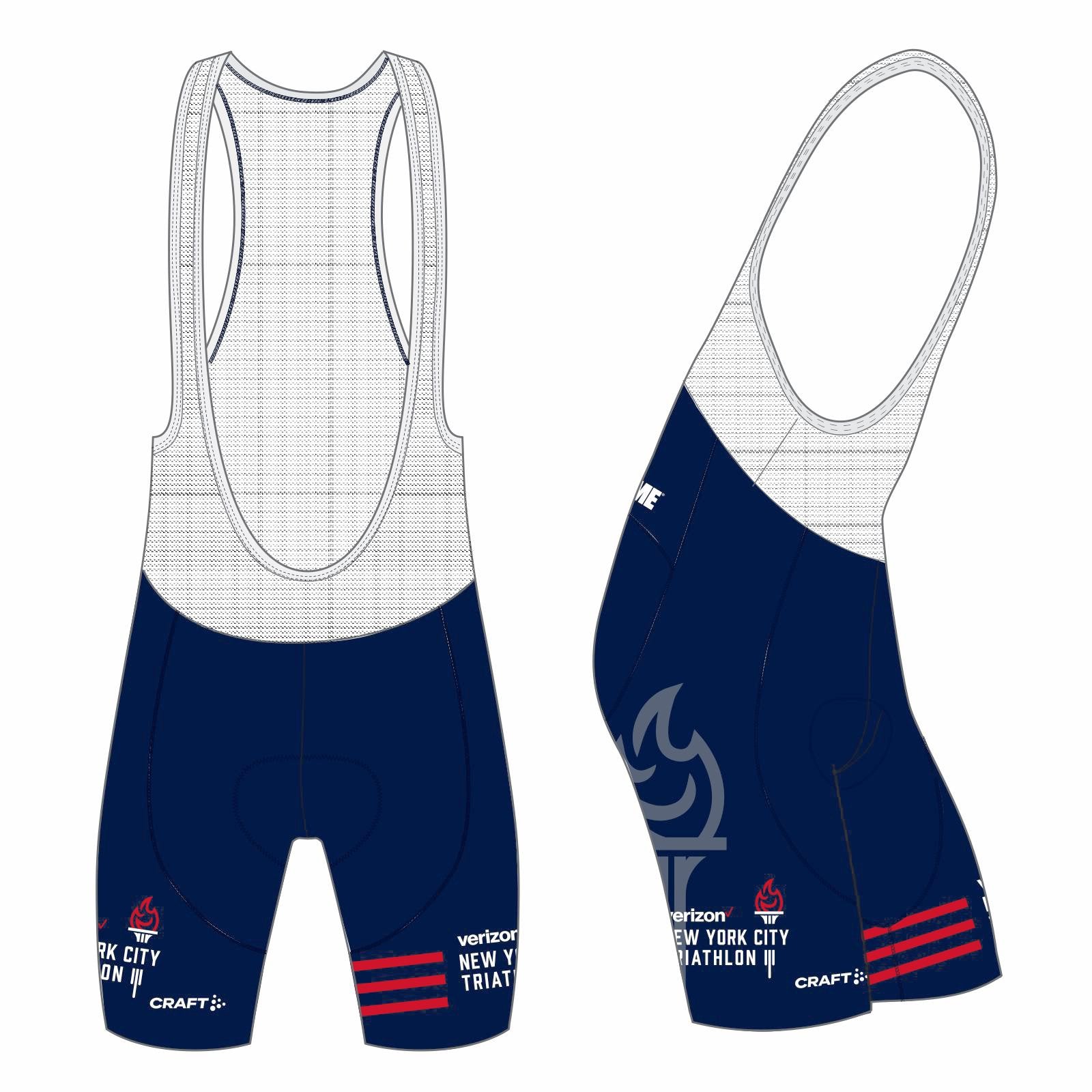 Men's C1 Chamois PBC 2.0 Bib Shorts - Navy / White 'Torch Design' - NYC Tri