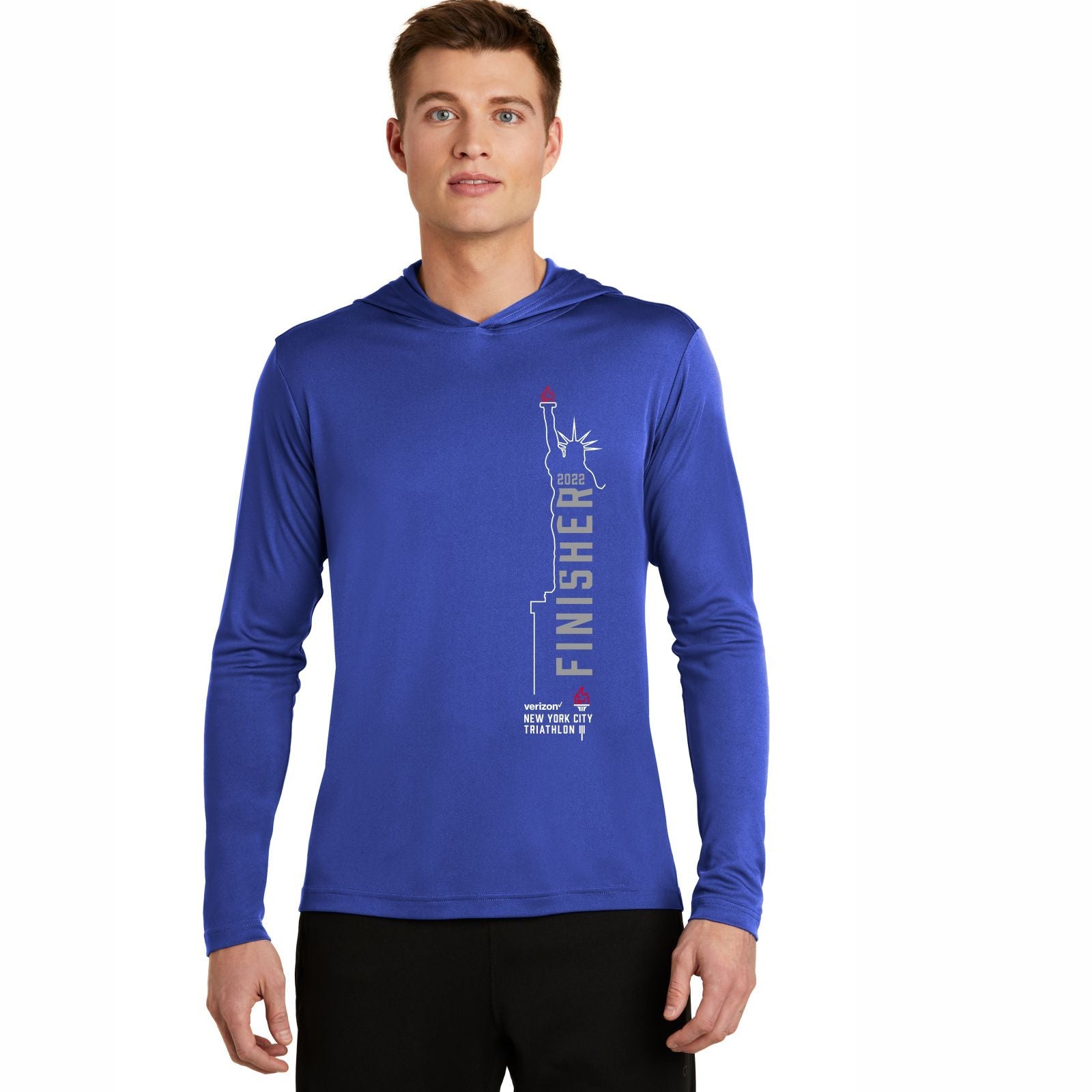 Men's LS Tech Hooded Tee - Royal - Names Finisher 22