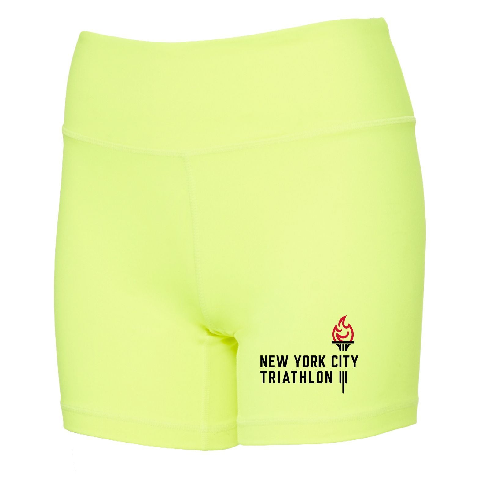 Women's Yoga Shorts - Safety Yellow - Logo