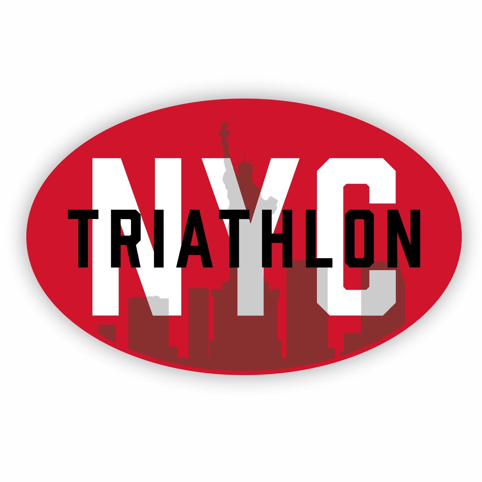 Magnet - Oval Red Skyline - NYC Tri
