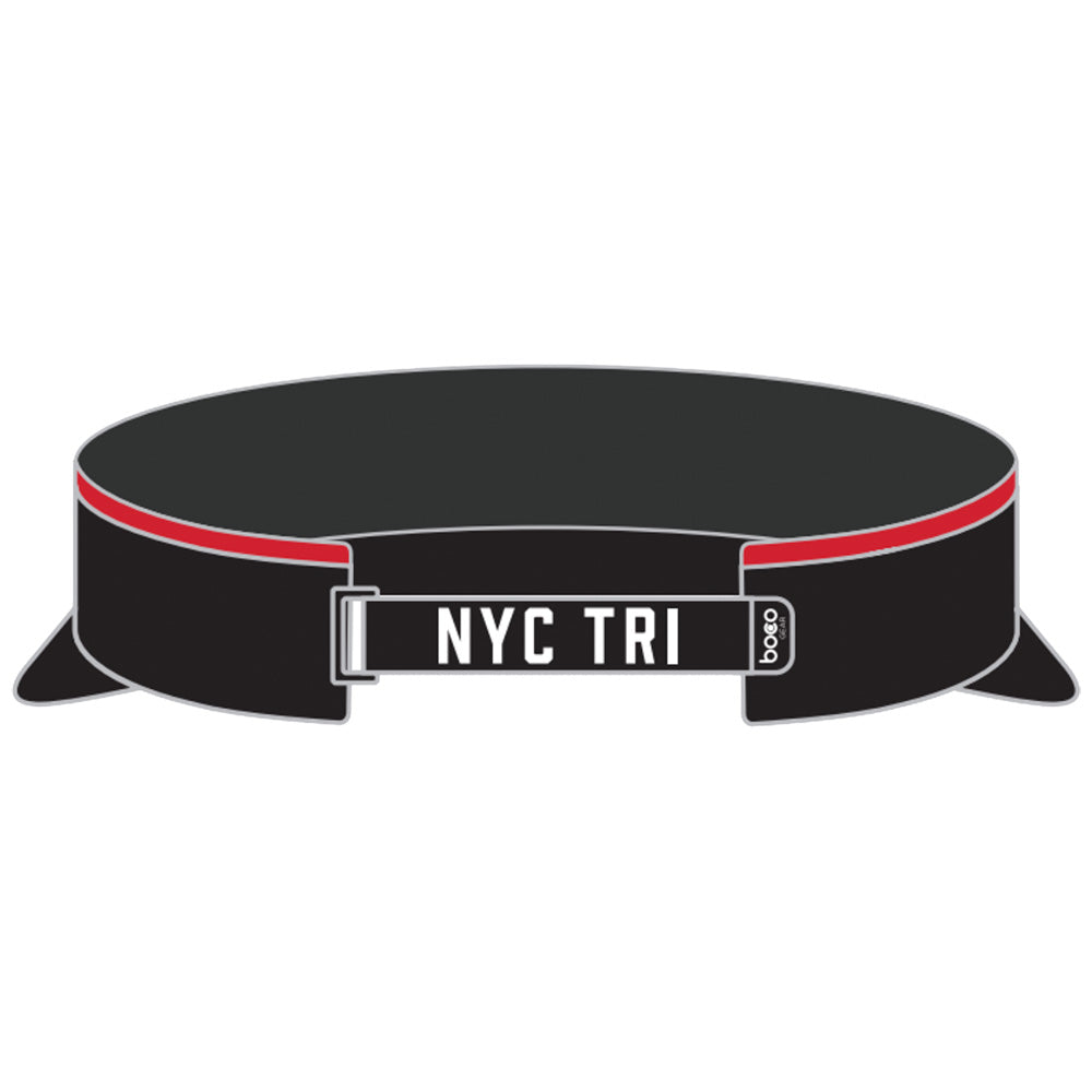 Technical Visor with Velcro Closure - Black / Red Trim 'Skyline Design' - NYC Tri